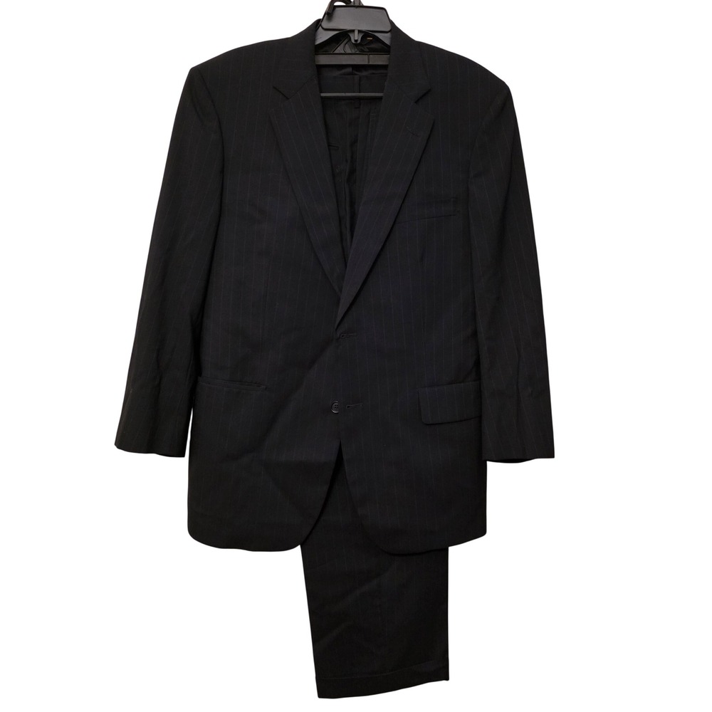 Brooks Brothers Brooksease Mens 42R Navy Blue Pinstripe Wool Suit Jacket USA
